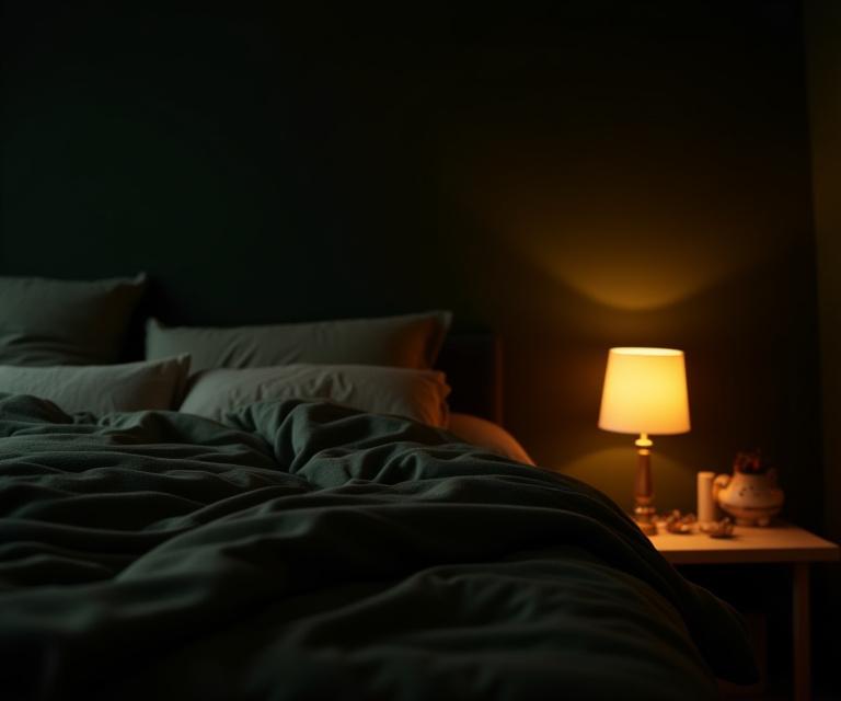 Cozy bedroom retreat with soft lighting