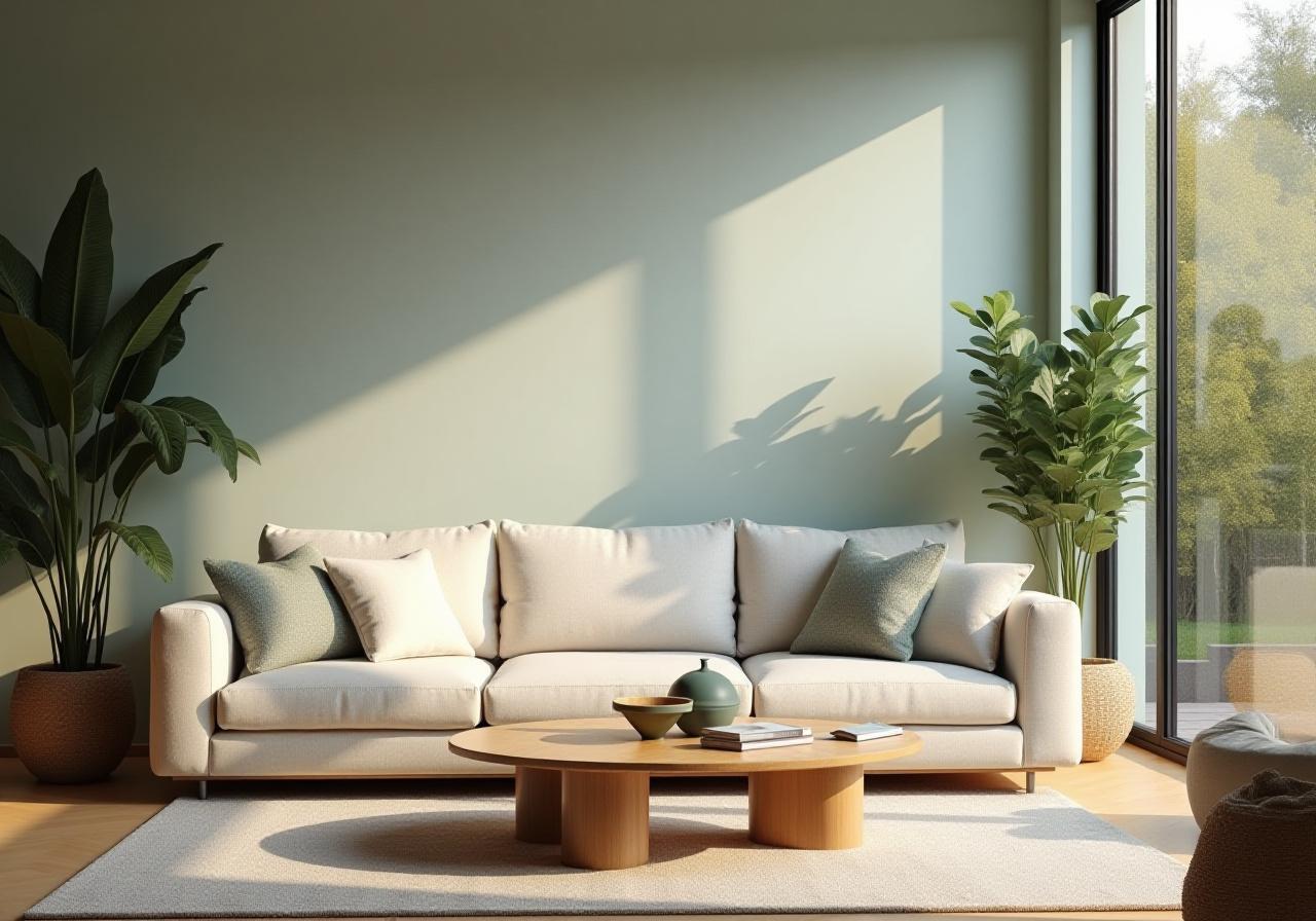 Modern bright living room interior design mockup