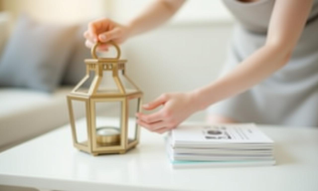 Interior designer demonstrating shelf styling